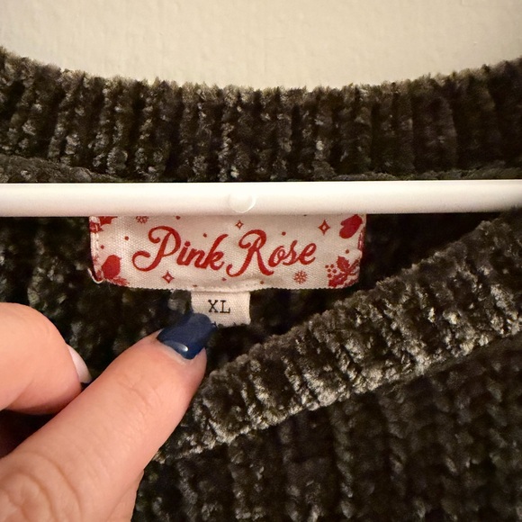 Pink Rose Dark Brown Crew Neck Sweater - Picture 2 of 3